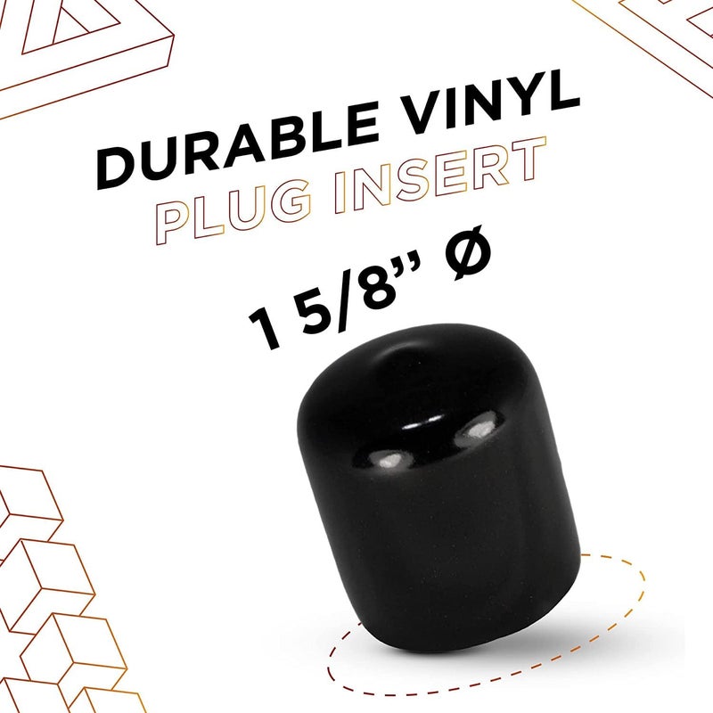 Prescott Plastics 1 5/8â€ (41.27mm) Outer Diameter Flexible Plastic Hole Caps, Round Black Metal Tubing End Caps, Strong Furniture Leg Inserts, Impact & Weather Resistant, Made in The USA - 20 Pack - Image 2